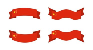 ilustração de uma bandeira da china com um estilo de fita. conjunto de vetores de bandeira da china.