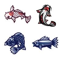 Peixe, Koi, conjunto de logotipo mascote vetor
