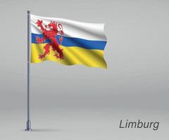 acenando a bandeira de limburg - província da holanda no mastro da bandeira. vetor