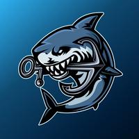 Tubarão, logotipo da mascote vetor