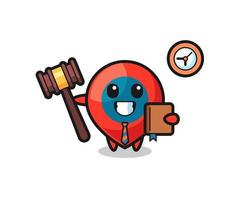 desenho de mascote do símbolo de localização como juiz vetor