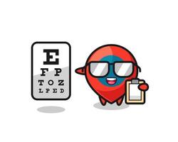 ilustração do mascote do símbolo de localização como oftalmologia vetor