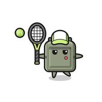 personagem de desenho animado da mochila escolar como tenista vetor