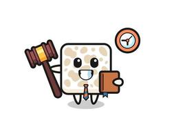 desenho de mascote de tempeh como juiz vetor