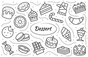 conjunto de ícones de linha de sobremesas. ilustração de comida doce de coleção simples. vetor