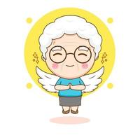 linda avó como personagem de desenho animado de anjo vetor