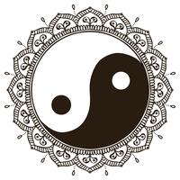 Mandala. Ornamento redondo de Yin Yang