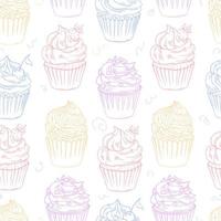 padrão sem emenda de ilustração vetorial com cupcakes. padrão de cozimento doce para tecido ou embalagem. vetor