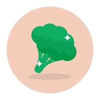 vegetal rico em ferro, ícone de brócolis em estilo plano arredondado vetor