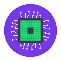 ícone de chip de computador, vetor plano arredondado