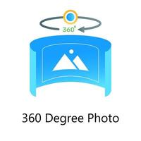 conceito de ciclorama de imagem, vetor de foto 360 em gradiente plano