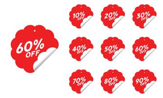 Etiquetas de desconto com percentual de desconto vetor