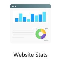 relatório de dados dentro da web, ícone de gradiente plano de estatísticas do site vetor