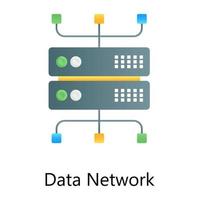 servidor com nós representando o ícone de conceito de gradiente plano de rede de dados vetor