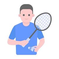 vetor editável plano de badminton, homem de esportes