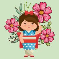 menina kawaii com caráter de flores vetor
