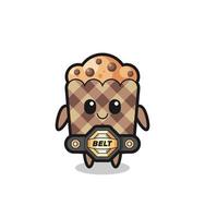 o mascote do muffin do lutador de mma com um cinto vetor