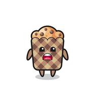 ilustração de muffin com expressão de desculpas, dizendo que sinto muito vetor