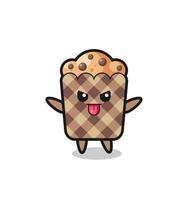 personagem de muffin impertinente em pose de zombaria vetor