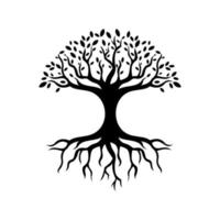 design de logotipo de árvore de raiz. silhueta vetorial de uma árvore vetor