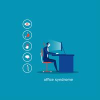 homem de negócios se senta na cadeira, escritório infográfico de síndrome