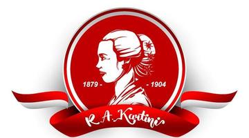 raden adjeng kartini os heróis das mulheres e dos direitos humanos na indonésia. pode usar para logotipo, mascote ou fundo do emblema. - vetor