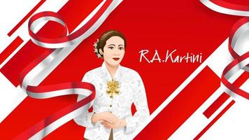 kartini day, ra kartini os heróis das mulheres e dos direitos humanos na indonésia. fundo de design de modelo de banner - vetor