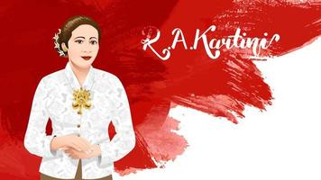 kartini day, ra kartini os heróis das mulheres e dos direitos humanos na indonésia. fundo de design de modelo de banner - vetor