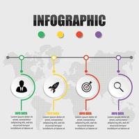 linha do tempo do conceito de negócios. modelo de infográfico, infográfico de 4 etapas de papel realista, banner vetorial pode ser usado para layout de fluxo de trabalho, diagrama, apresentação, educação ou qualquer opção de número. vetor