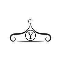 logotipo de vetor de moda. logotipo do cabide de roupas. letra y logotipo. emblema de alfaiate. ícone do guarda-roupa - desenho vetorial