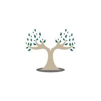 modelo de design de conceito de logotipo de árvore e chifre de natureza vetor
