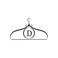 logotipo de vetor de moda. logotipo do cabide de roupas. letra d ogo. emblema de alfaiate. ícone do guarda-roupa - desenho vetorial
