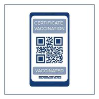 tela de smartphone de ícone simples com código qr do certificado de vacinação eletrônico contra infecção por coronavírus covid-19. aplicativo móvel de passaporte de saúde. pandemia. poster vetor