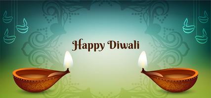 Feliz festival de Diwali design azul e verde vetor