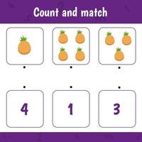 contar e combinar. jogo de atividade matemática para crianças. abacaxi vetor