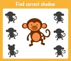 encontre a sombra correta. pequeno macaco vetor