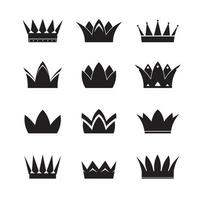 conjunto de coroas e ícones vetoriais pretos vetor