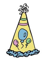 ilustração de chapéu de festa desenhada à mão isolada em um fundo branco. doodle de boné de aniversário. clipart de férias. vetor