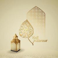 luxuoso eid al adha mubarak design islâmico com lanterna e caligrafia árabe, modelo de vetor de cartão ornamentado islâmico