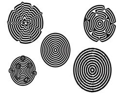 cinco círculos abstratos de tiras pretas. vetor