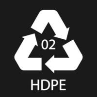 símbolo de código de reciclagem hdpe 02. sinal de polietileno de vetor de reciclagem de plástico.