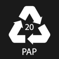 reciclagem de papel símbolo pap 20. ilustração vetorial vetor