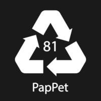 cartão de papel. reciclando códigos 81 pappet. sinal de materiais compostos. ilustração vetorial vetor