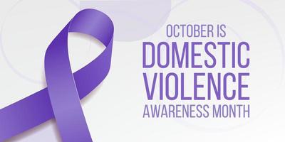 conceito de mês de conscientização de violência doméstica. banner para com conscientização de fita roxa e texto. ilustração vetorial. vetor
