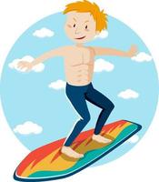 surf de personagem de desenho animado de verão vetor