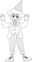 personagem de doodle de palhaço preto e branco vetor