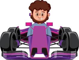 um homem dirigindo um carro de corrida de Fórmula 1 vetor