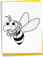 abelha desenhada de mão em papel vetor