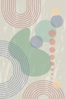 poster grunge webabstract com formas geométricas e linhas. impressão de arco-íris e círculo de sol, estilo boho. impressão minimalista moderna em tons pastel. conceito de equilíbrio, harmonia e equilíbrio. vetor