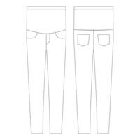 modelo mulheres maternidade stretch jeans ilustração vetorial design plano roupas de contorno vetor